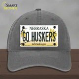 Go Huskers Nebraska Novelty License Plate Hat Unconstructed Cotton / Charcoal