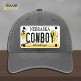 Cowboy Nebraska Novelty License Plate Hat Unconstructed Cotton / Charcoal