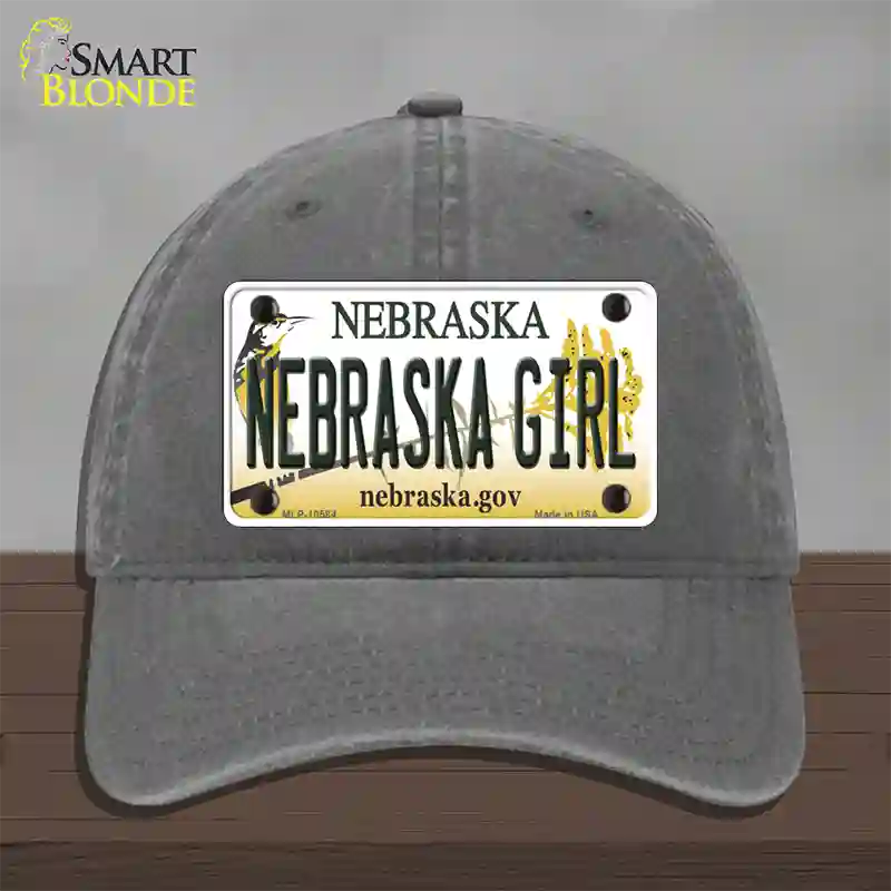 Nebraska Girl Novelty License Plate Hat Unconstructed Cotton / Charcoal