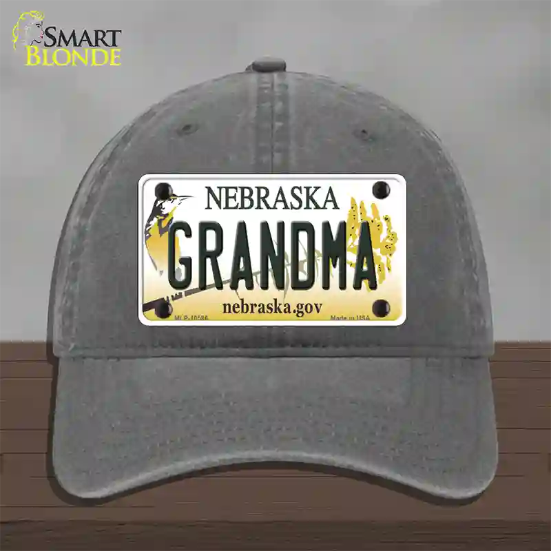 Grandma Nebraska Novelty License Plate Hat Unconstructed Cotton / Charcoal