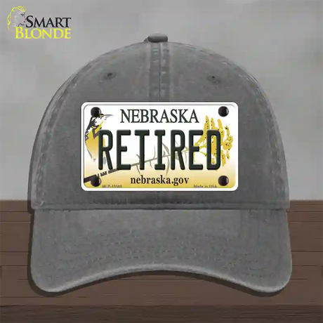 Retired Nebraska Novelty License Plate Hat Unconstructed Cotton / Charcoal