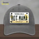 Hot Mama Nebraska Novelty License Plate Hat Unconstructed Cotton / Charcoal