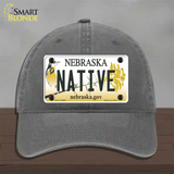 Native Nebraska Novelty License Plate Hat Unconstructed Cotton / Charcoal