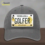 Golfer Nebraska Novelty License Plate Hat Unconstructed Cotton / Charcoal