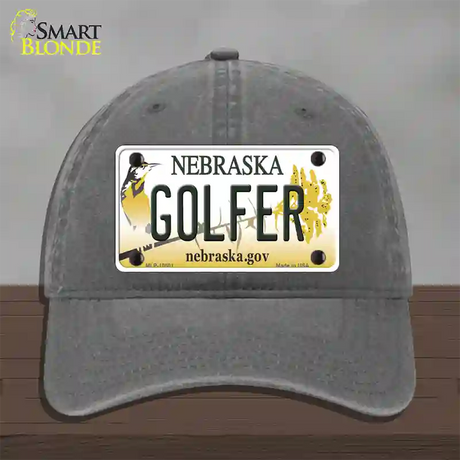 Golfer Nebraska Novelty License Plate Hat Unconstructed Cotton / Charcoal