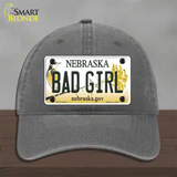 Bad Girl Nebraska Novelty License Plate Hat Unconstructed Cotton / Charcoal