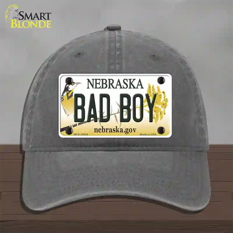 Bad Boy Nebraska Novelty License Plate Hat Unconstructed Cotton / Charcoal