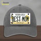 Best Mom Nebraska Novelty License Plate Hat Unconstructed Cotton / Charcoal