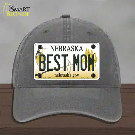 Best Mom Nebraska Novelty License Plate Hat Unconstructed Cotton / Charcoal