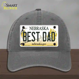 Best Dad Nebraska Novelty License Plate Hat Unconstructed Cotton / Charcoal