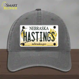 Hastings Nebraska Novelty License Plate Hat Unconstructed Cotton / Charcoal