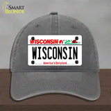 Wisconsin Dairyland Novelty License Plate Hat Unconstructed Cotton / Charcoal