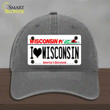 I Love Wisconsin Novelty License Plate Hat Unconstructed Cotton / Charcoal