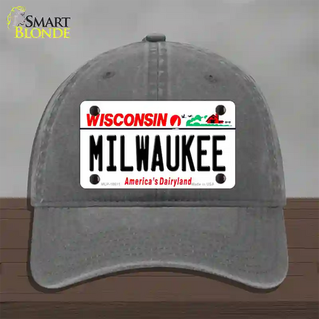 Milwaukee Wisconsin Novelty License Plate Hat Unconstructed Cotton / Charcoal