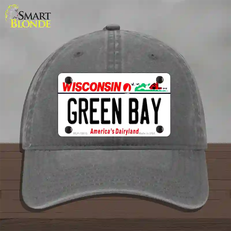 Green Bay Wisconsin Novelty License Plate Hat Unconstructed Cotton / Charcoal