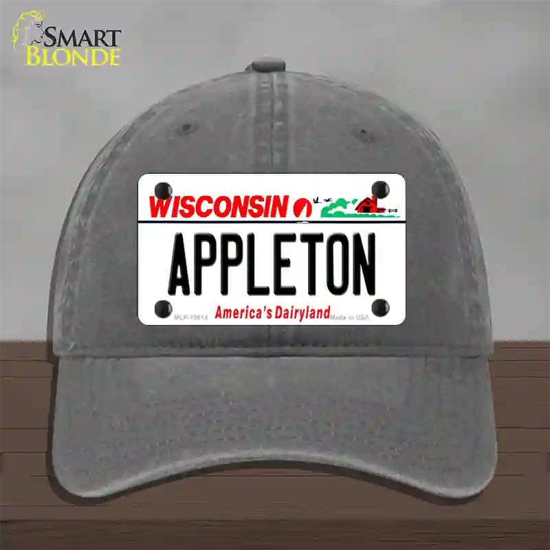 Appleton Wisconsin Novelty License Plate Hat Unconstructed Cotton / Charcoal