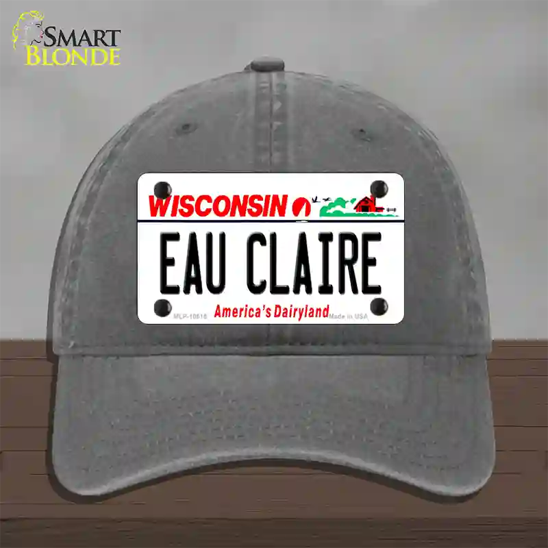 Eau Claire Wisconsin Novelty License Plate Hat Unconstructed Cotton / Charcoal