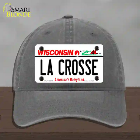 La Crosse Wisconsin Novelty License Plate Hat Unconstructed Cotton / Charcoal