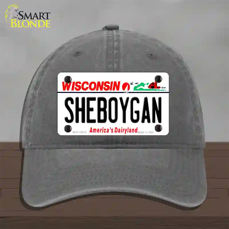 Sheboygan Wisconsin Novelty License Plate Hat Unconstructed Cotton / Charcoal