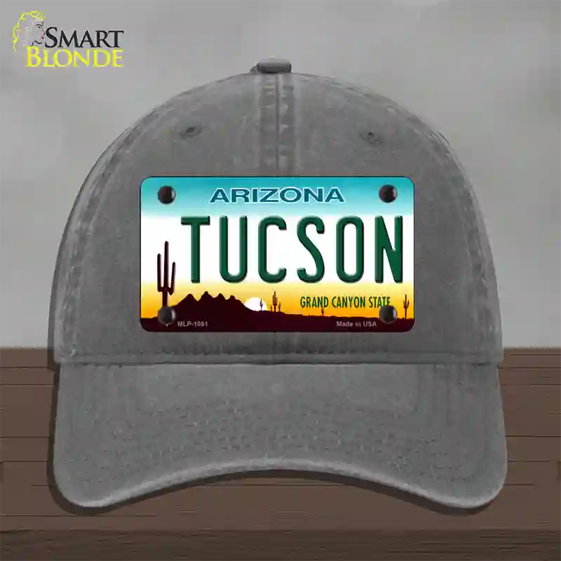 Tucson Arizona Novelty License Plate Hat Unconstructed Cotton / Charcoal