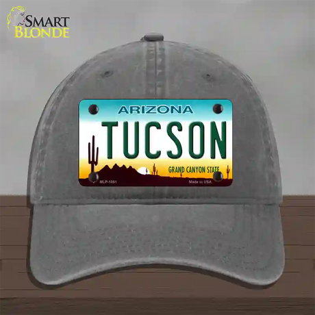 Tucson Arizona Novelty License Plate Hat Unconstructed Cotton / Charcoal