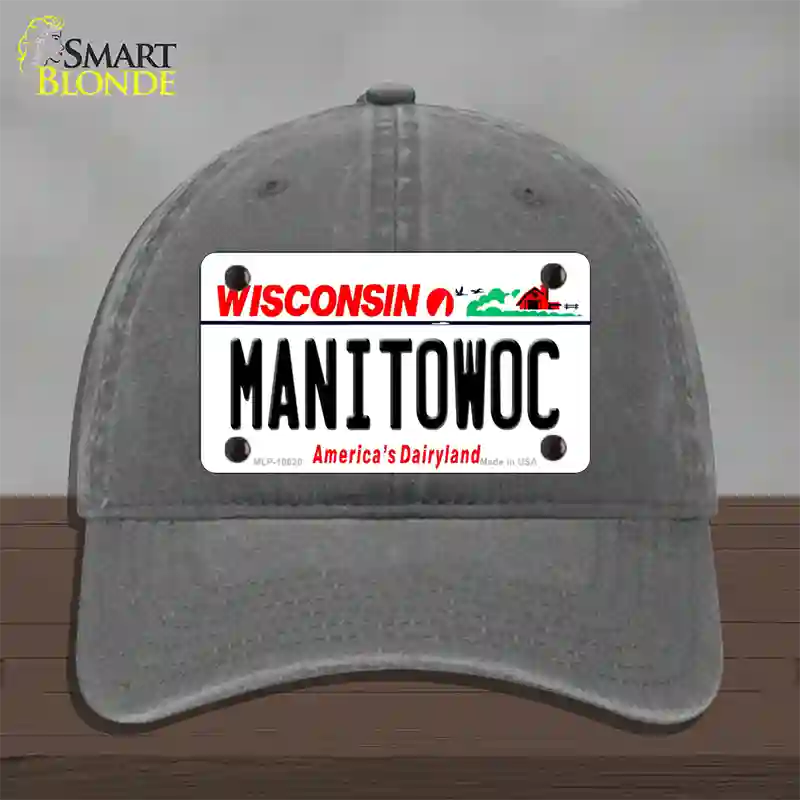 Manitowoc Wisconsin Novelty License Plate Hat Unconstructed Cotton / Charcoal