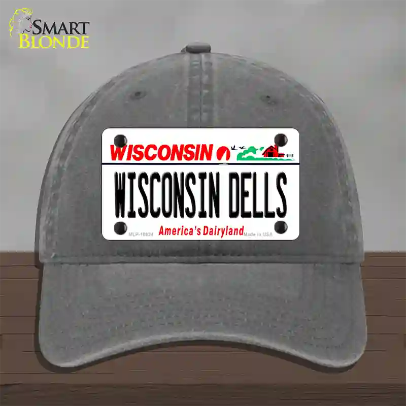 Wisconsin Dells Wisconsin Novelty License Plate Hat Unconstructed Cotton / Charcoal