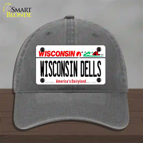 Wisconsin Dells Wisconsin Novelty License Plate Hat Unconstructed Cotton / Charcoal