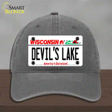 Devils Lake Wisconsin Novelty License Plate Hat Unconstructed Cotton / Charcoal