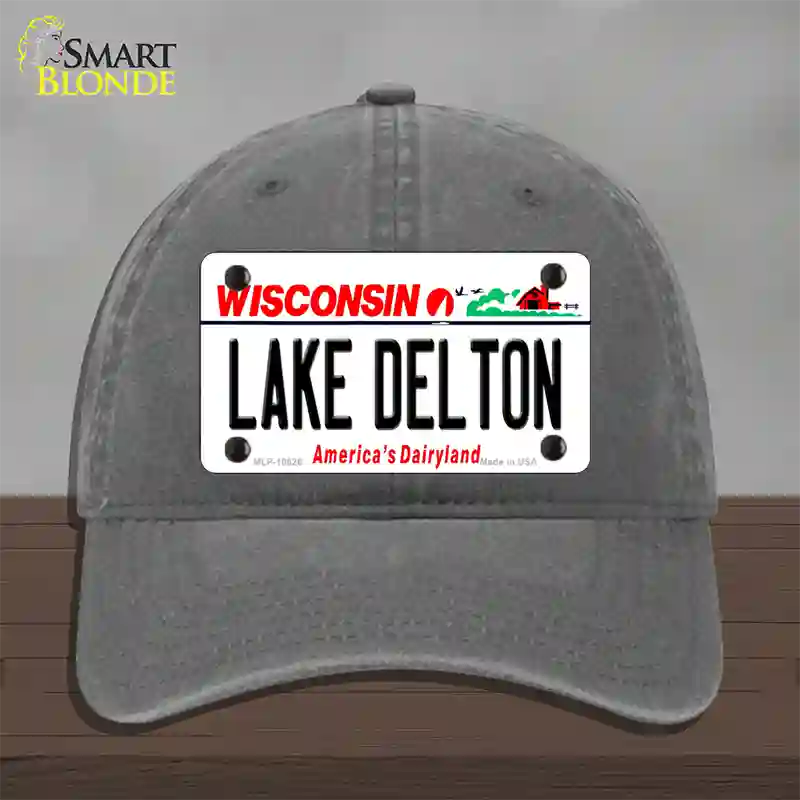 Lake Dalton Wisconsin Novelty License Plate Hat Unconstructed Cotton / Charcoal