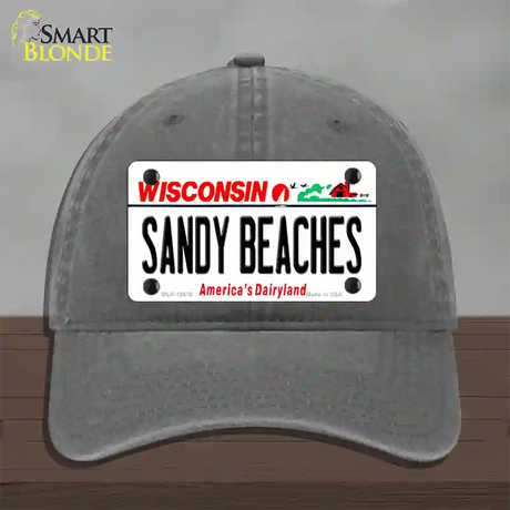 Sandy Beaches Wisconsin Novelty License Plate Hat Unconstructed Cotton / Charcoal