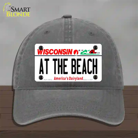 At The Beach Wisconsin Novelty License Plate Hat Unconstructed Cotton / Charcoal