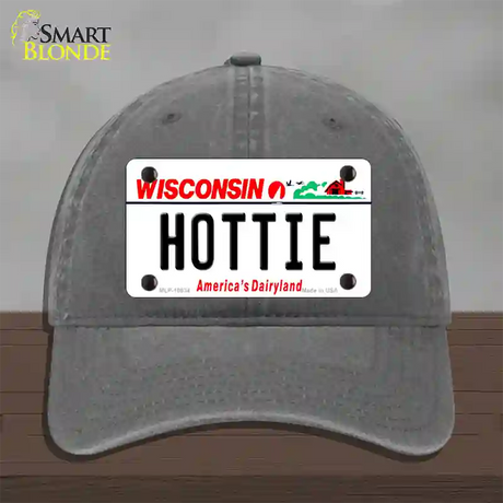 Hottie Wisconsin Novelty License Plate Hat Unconstructed Cotton / Charcoal