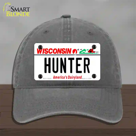 Hunter Wisconsin Novelty License Plate Hat Unconstructed Cotton / Charcoal