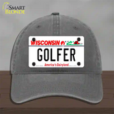 Golfer Wisconsin Novelty License Plate Hat Unconstructed Cotton / Charcoal