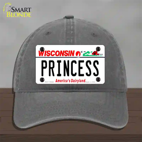 Princess Wisconsin Novelty License Plate Hat Unconstructed Cotton / Charcoal