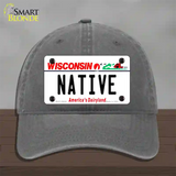 Native Wisconsin Novelty License Plate Hat Unconstructed Cotton / Charcoal