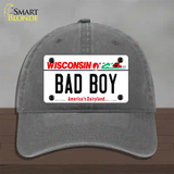 Bad Boy Wisconsin Novelty License Plate Hat Unconstructed Cotton / Charcoal