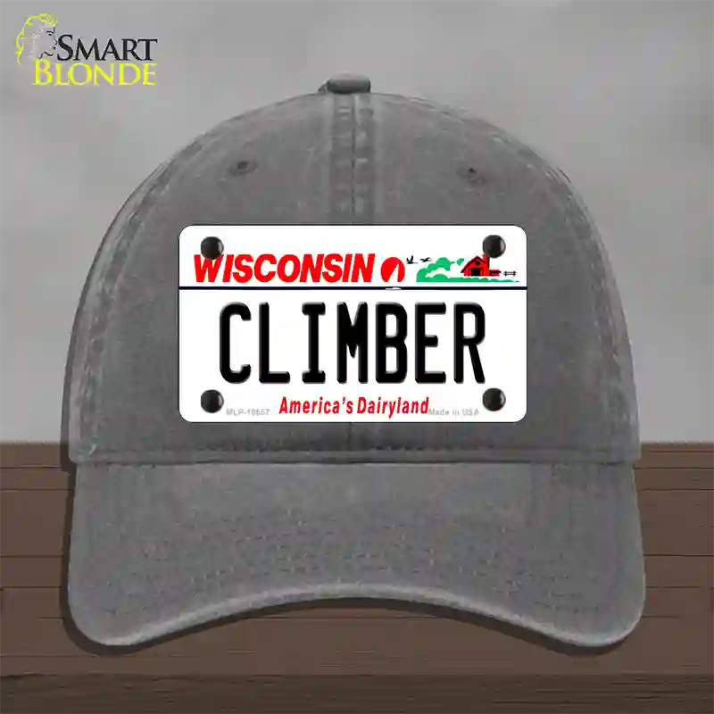 Climber Wisconsin Novelty License Plate Hat Unconstructed Cotton / Charcoal