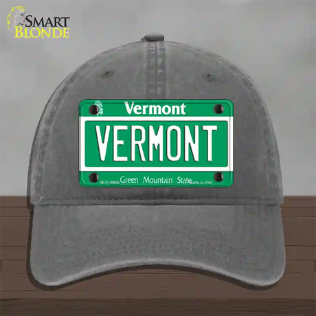 Vermont Green Mountain State Novelty License Plate Hat Unconstructed Cotton / Charcoal