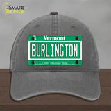 Burlington Vermont Novelty License Plate Hat Unconstructed Cotton / Charcoal