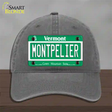 Montpelier Vermont Novelty License Plate Hat Unconstructed Cotton / Charcoal