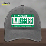 Manchester Vermont Novelty License Plate Hat Unconstructed Cotton / Charcoal