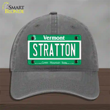 Stratton Vermont Novelty License Plate Hat Unconstructed Cotton / Charcoal