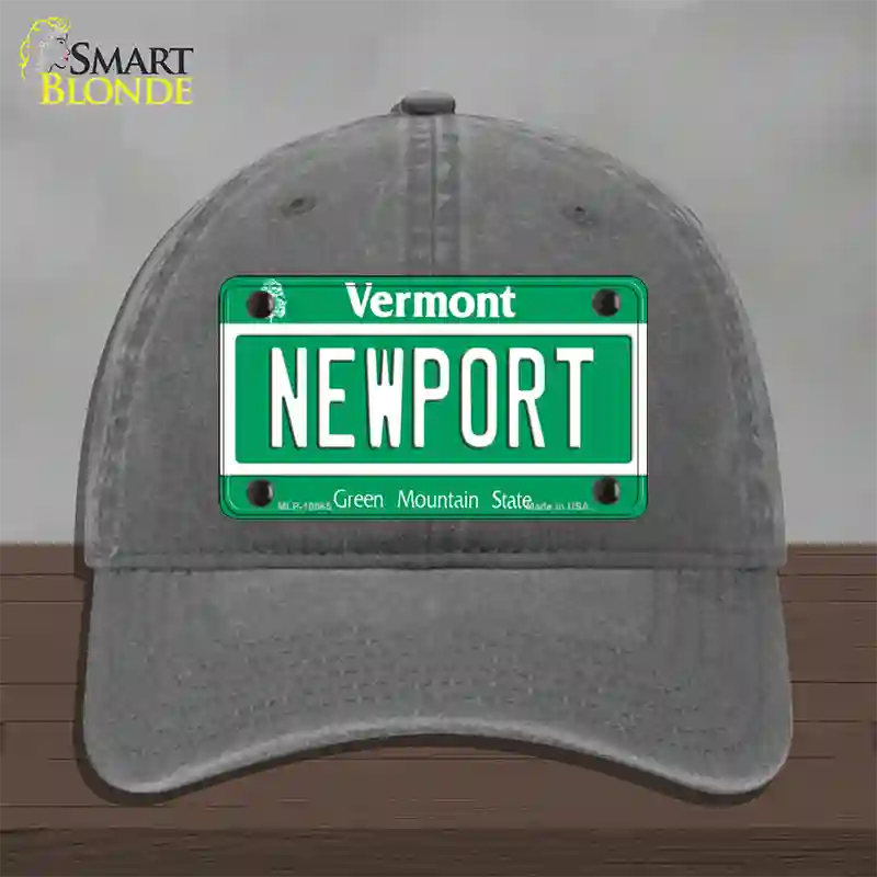 Newport Vermont Novelty License Plate Hat Unconstructed Cotton / Charcoal