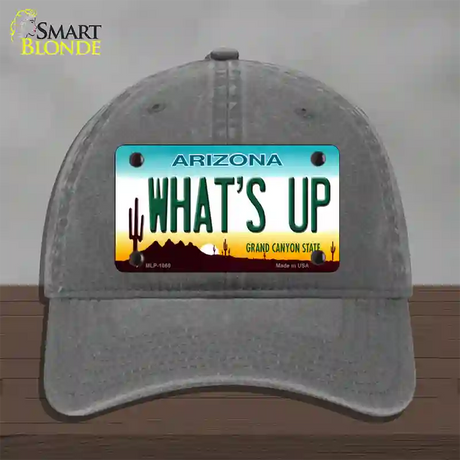 Whats Up Novelty License Plate Hat Unconstructed Cotton / Charcoal