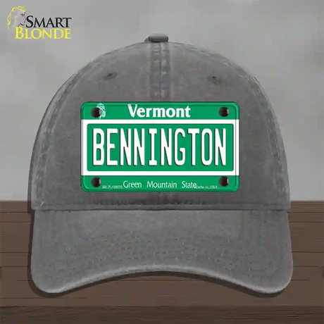 Bennington Vermont Novelty License Plate Hat Unconstructed Cotton / Charcoal