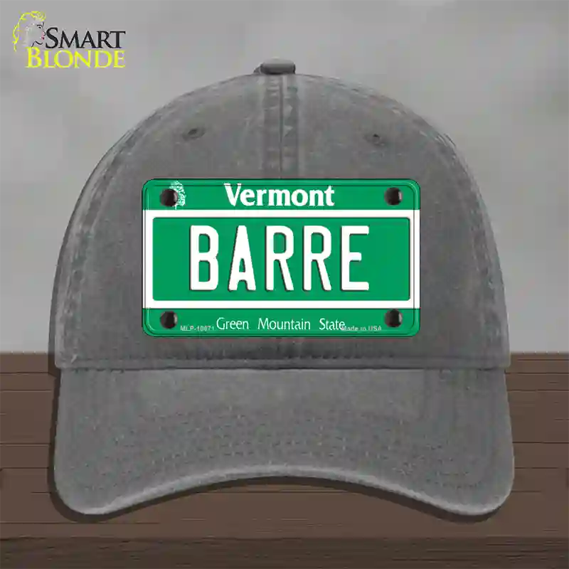 Barre Vermont Novelty License Plate Hat Unconstructed Cotton / Charcoal