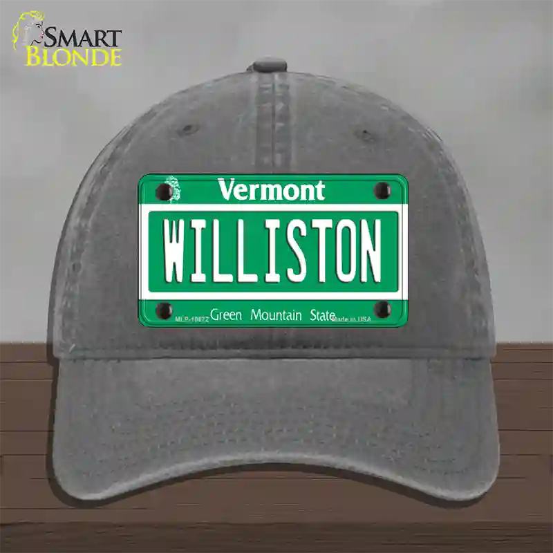 Williston Vermont Novelty License Plate Hat Unconstructed Cotton / Charcoal