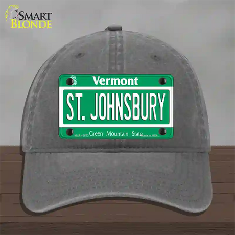 St Johnsbury Vermont Novelty License Plate Hat Unconstructed Cotton / Charcoal